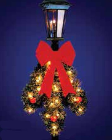 SPRAY WITH BOW & METALLIC ORNAMENTS