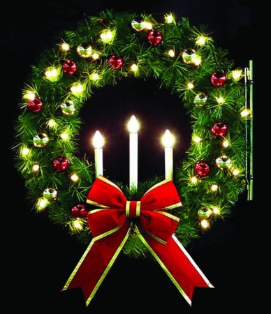 With Metallic Ornaments & Red Bow with Gold Trim