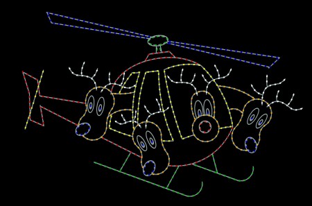 SANTA'S REINDEER FLYING A HELICOPTER