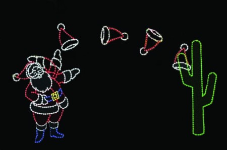14' x 29' SANTA TOSSING HAT ONTO CACTUS - ANIMATED