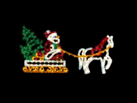 SANTA SLEIGH & HORSE - SPARKLING