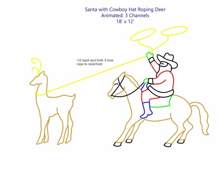 SANTA WITH COWBOY HAT ROPING A DEER