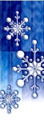 TORN PAPER SNOWFLAKES / BLUE BACKGROUND