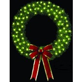 6' Wreath with C-9 green incandescent lamps