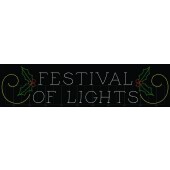 FESTIVAL OF LIGHTS SIGN w/HOLLY & SCROLLS