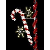 7' Enhanced Candy Cane with Snowbursts