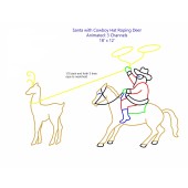 SANTA WITH COWBOY HAT ROPING A DEER